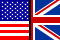 Split flag of United States and Great Britan